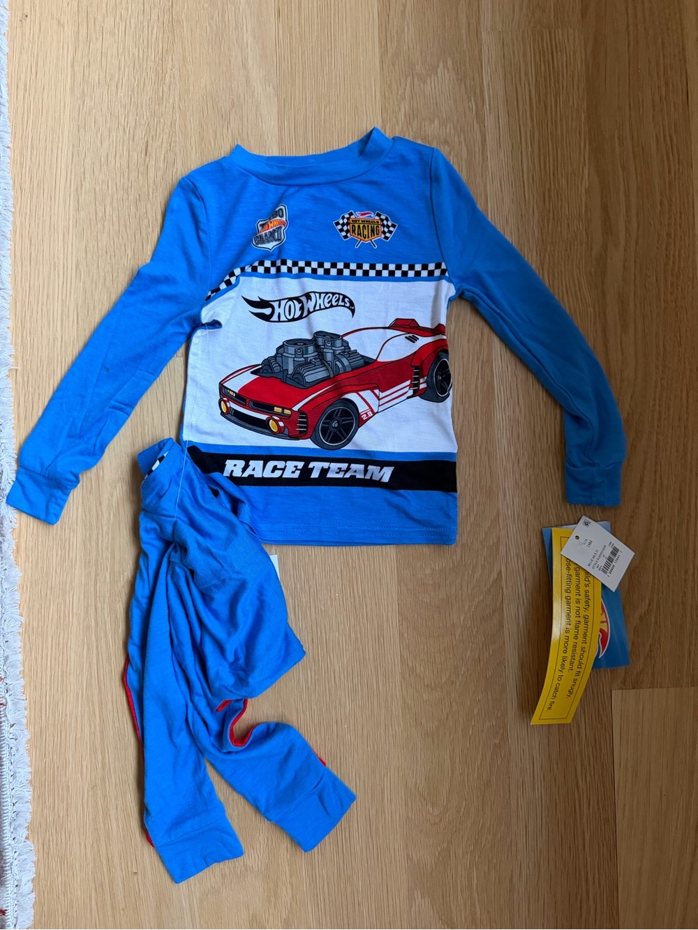NWT Mattel Hot Wheels Blue & White 'Race Team' Pajama Top 18 Month Old